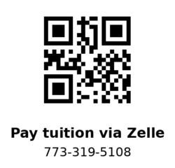 Pay tuition via Zelle 773-319-5108
